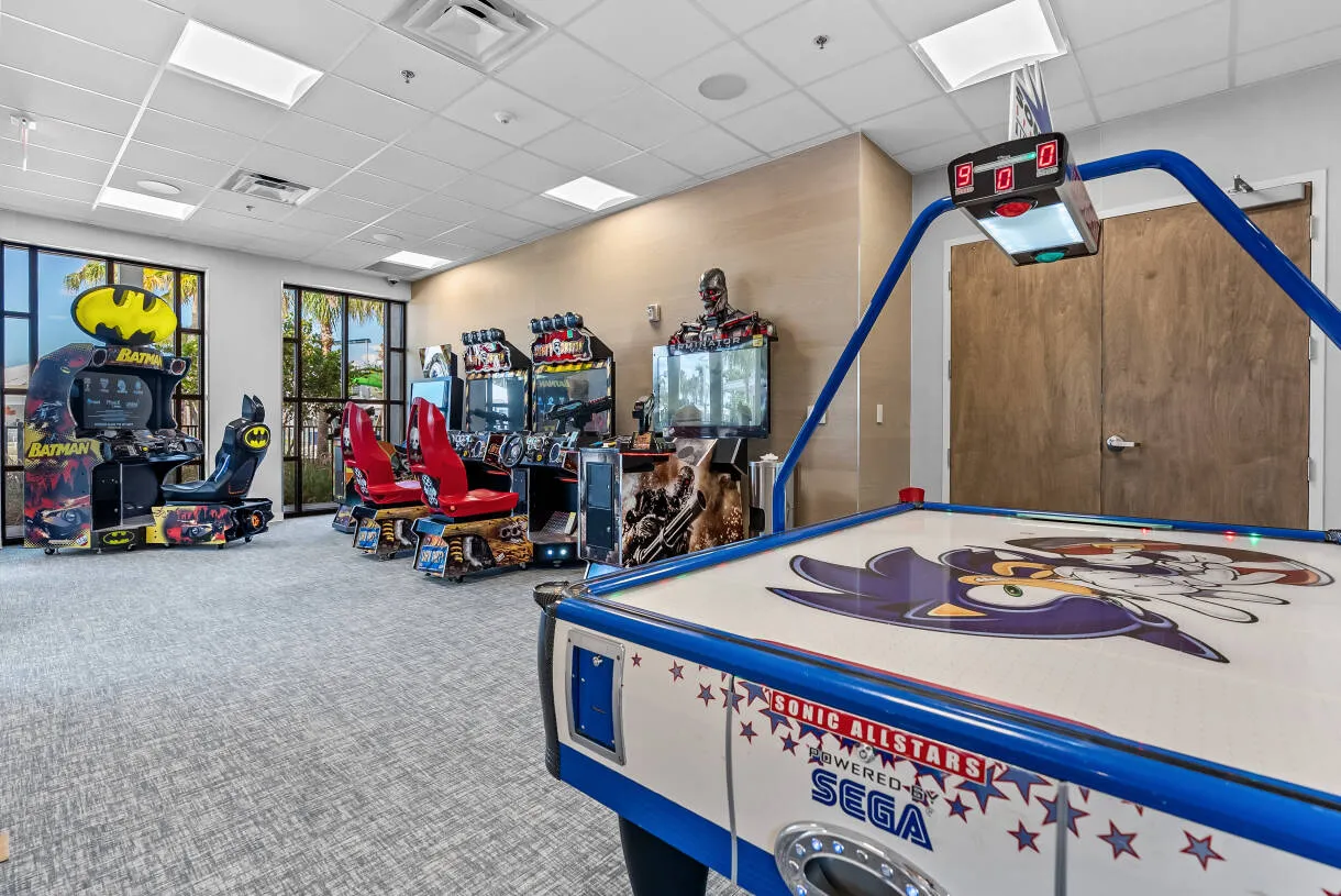 Arcade with air hockey and racing games at Windsor Cay Resort.