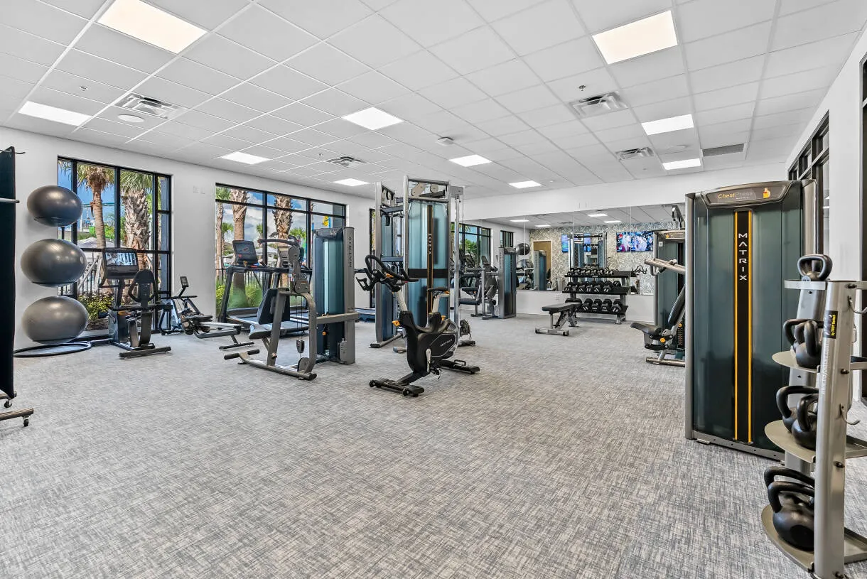 Fitness center with cardio and strength equipment at Windsor Cay Resort.