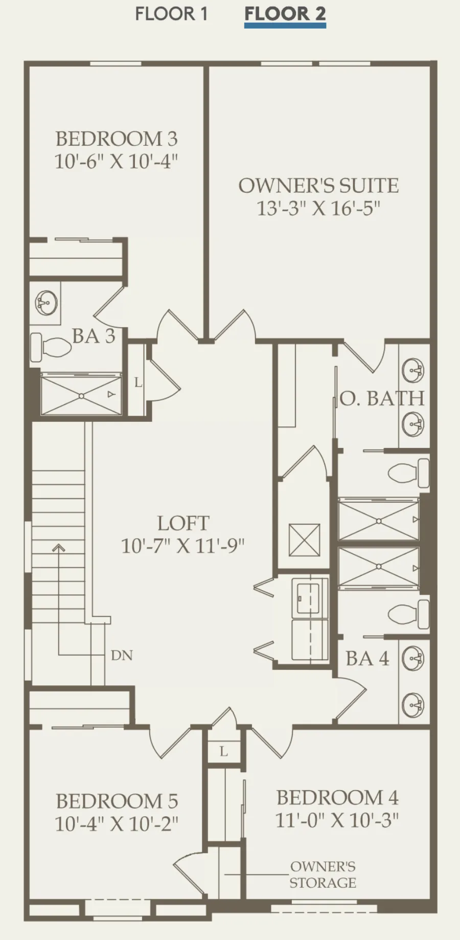 Castaway End Unit Floor 2 layout, 5 bedrooms, 4.5 baths