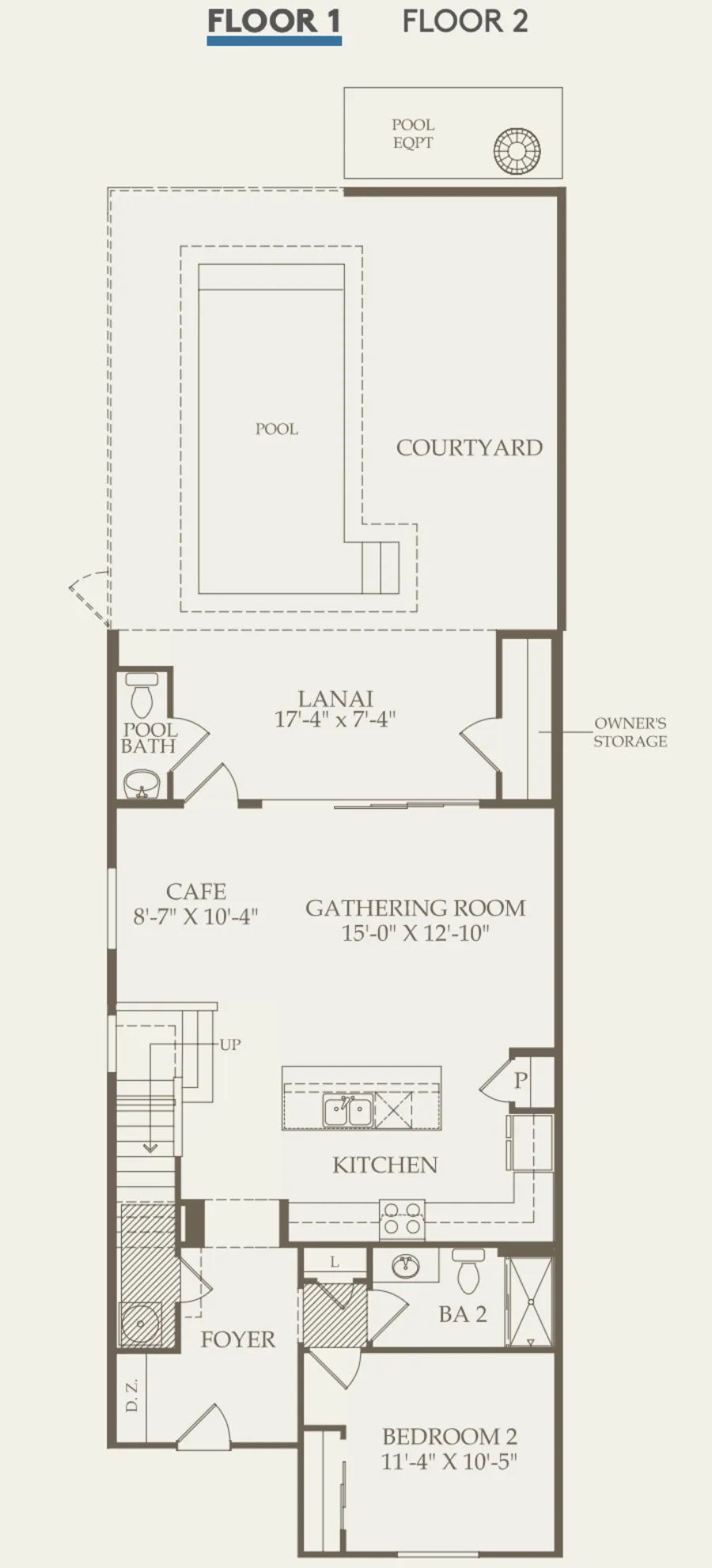 Castaway Floor 1 layout, 5 bedrooms, 4.5 baths