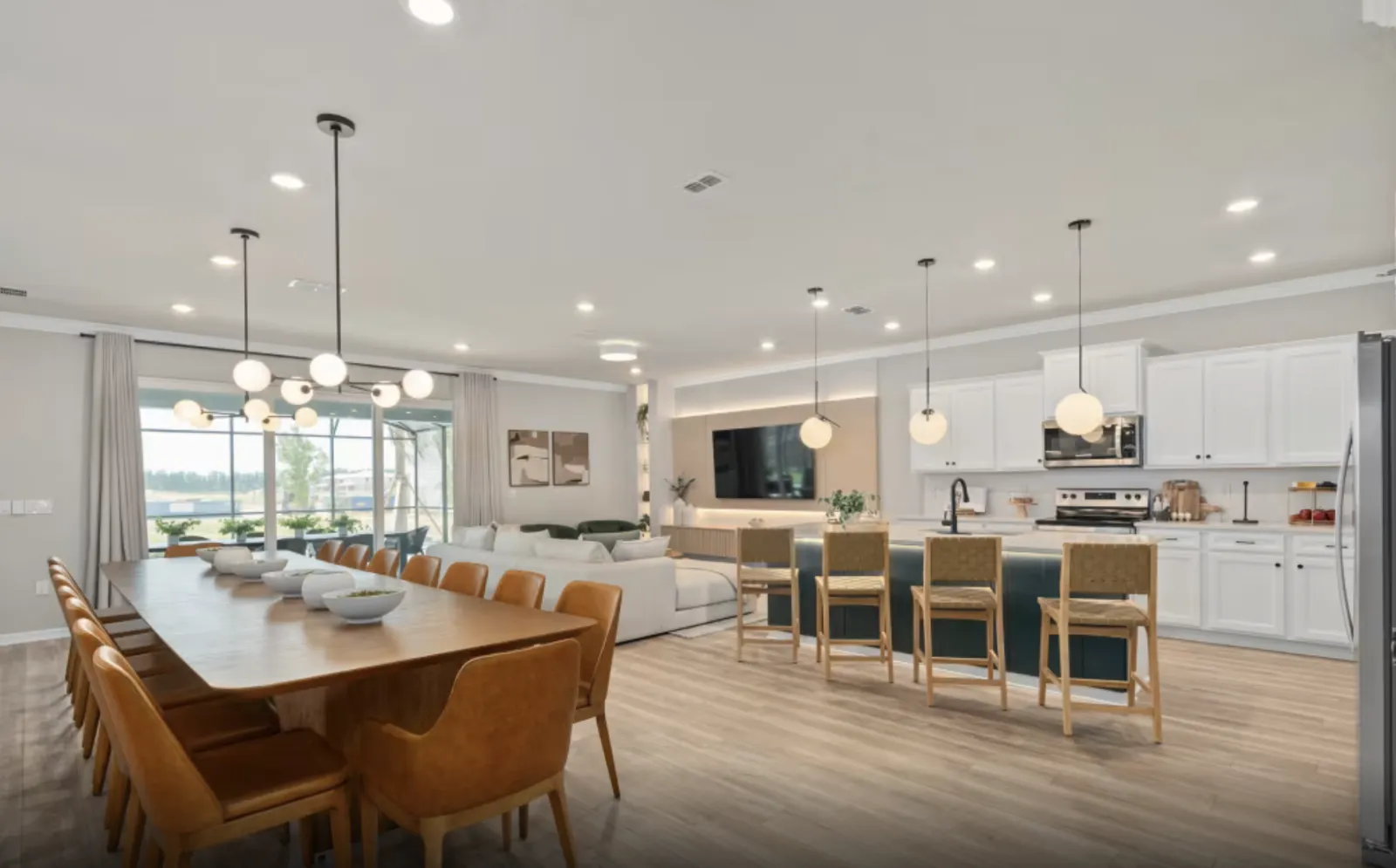 Dining and great room in a Windsor Cay vacation home