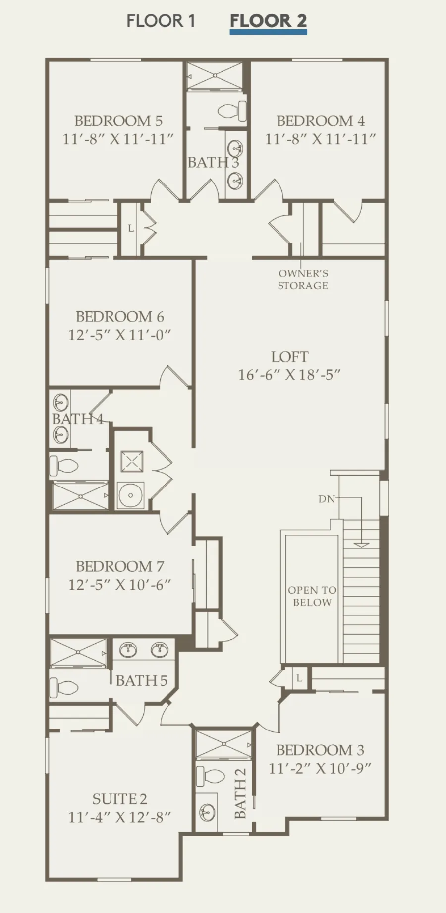 Seashore Floor 2 layout, 7 bedrooms, 5.5 baths