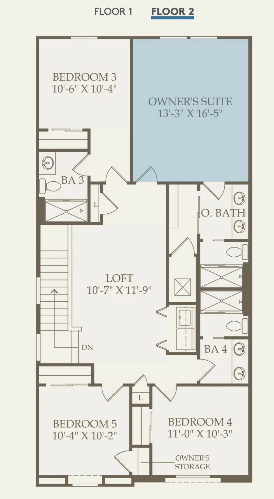Winstone Floor 2 layout, 5 bedrooms, 4 baths
